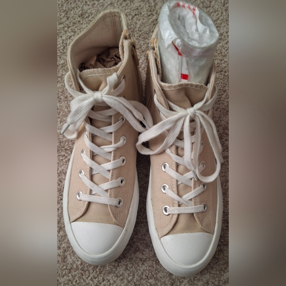 Sincerly Jules Shoes - Sincerely Jules VESPA Women’s High Top Lug Sole Platform Sneakers Natural Slu145